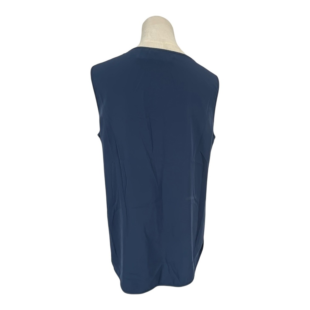 Chicos Navy Blue Sleeveless Scoop Neck Tank Top Layered Side Slit Shell Sz 1 Med - Picture 4 of 9